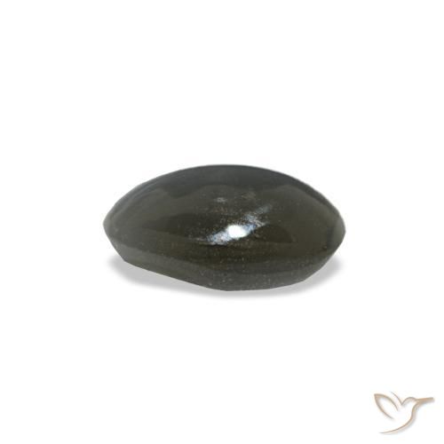 Cat's Eye Alexandrite طبيعي بلون رمادى متوسط، وزن ‎0.33‎ قيراط، شكل بيضاوى، مقاس ‎5x3.4‎ مم