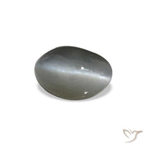Cat's Eye Alexandrite طبيعي بلون رمادى متوسط، وزن ‎0.40‎ قيراط، شكل بيضاوى، مقاس ‎4.6x3.1‎ مم