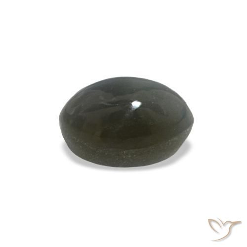 Cat's Eye Alexandrite طبيعي بلون رمادى متوسط، وزن ‎0.40‎ قيراط، شكل بيضاوى، مقاس ‎4.6x3.1‎ مم