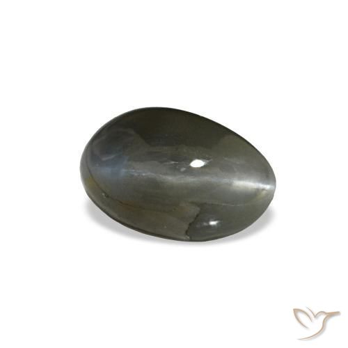 Cat's Eye Alexandrite طبيعي بلون رمادى داكن، وزن ‎0.46‎ قيراط، شكل بيضاوى، مقاس ‎5.3x3.3‎ مم