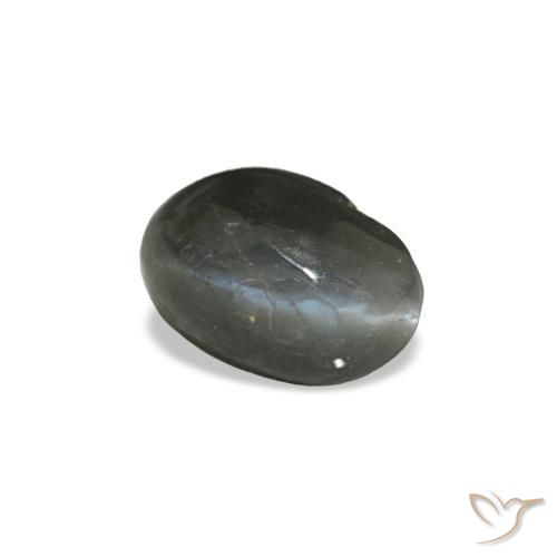 Cat's Eye Alexandrite طبيعي بلون رمادى داكن، وزن ‎0.41‎ قيراط، شكل بيضاوى، مقاس ‎4.8x3.3‎ مم