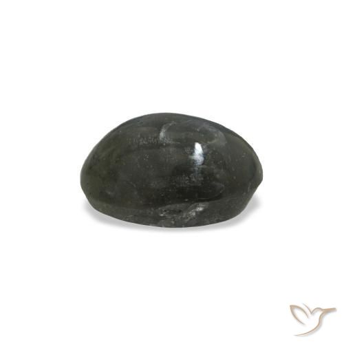 Cat's Eye Alexandrite طبيعي بلون رمادى داكن، وزن ‎0.41‎ قيراط، شكل بيضاوى، مقاس ‎4.8x3.3‎ مم