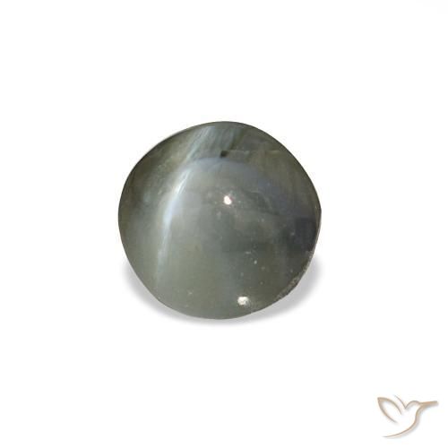 Cat's Eye Alexandrite طبيعي بلون رمادى متوسط، وزن ‎0.85‎ قيراط، شكل دائري، مقاس ‎5.08‎ مم