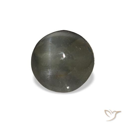 Cat's Eye Alexandrite طبيعي بلون رمادى داكن، وزن ‎1.92‎ قيراط، شكل دائري، مقاس ‎6.49‎ مم