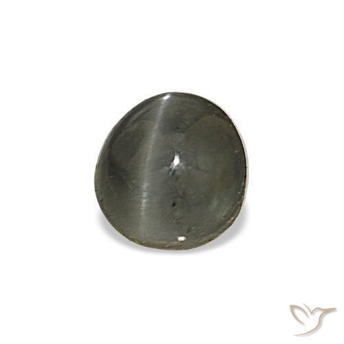 Cat's Eye Alexandrite طبيعي بلون رمادى داكن، وزن ‎0.80‎ قيراط، شكل بيضاوى، مقاس ‎4.9x4.7‎ مم