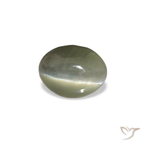 Cat's Eye Alexandrite طبيعي بلون أسود رمادى، وزن ‎0.44‎ قيراط، شكل بيضاوى، مقاس ‎5.1x3.9‎ مم