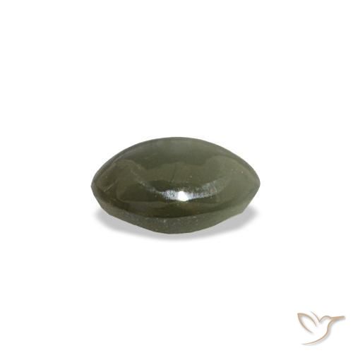 Cat's Eye Alexandrite طبيعي بلون أسود رمادى، وزن ‎0.44‎ قيراط، شكل بيضاوى، مقاس ‎5.1x3.9‎ مم
