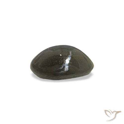 Cat's Eye Alexandrite طبيعي بلون رمادى مخضر-باهت، وزن ‎0.47‎ قيراط، شكل بيضاوى، مقاس ‎5.5x3.7‎ مم