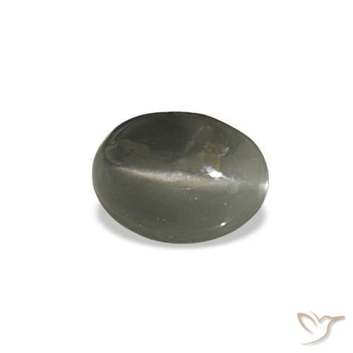 Cat's Eye Alexandrite طبيعي بلون رمادى مخضر-باهت، وزن ‎0.47‎ قيراط، شكل بيضاوى، مقاس ‎5.5x4‎ مم