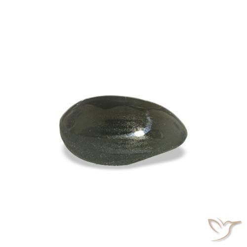 Cat's Eye Alexandrite طبيعي بلون رمادى مخضر-باهت، وزن ‎0.47‎ قيراط، شكل بيضاوى، مقاس ‎5.5x4‎ مم