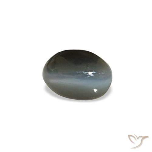 Cat's Eye Alexandrite طبيعي بلون رمادى متوسط، وزن ‎0.50‎ قيراط، شكل بيضاوى، مقاس ‎5.2x3.5‎ مم