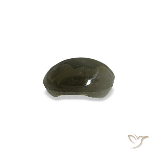 Cat's Eye Alexandrite طبيعي بلون رمادى متوسط، وزن ‎0.45‎ قيراط، شكل بيضاوى، مقاس ‎5x3.9‎ مم