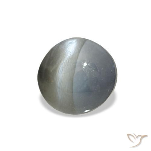 Cat's Eye Alexandrite طبيعي بلون رمادى متوسط، وزن ‎0.88‎ قيراط، شكل بيضاوى، مقاس ‎5.5x5.4‎ مم