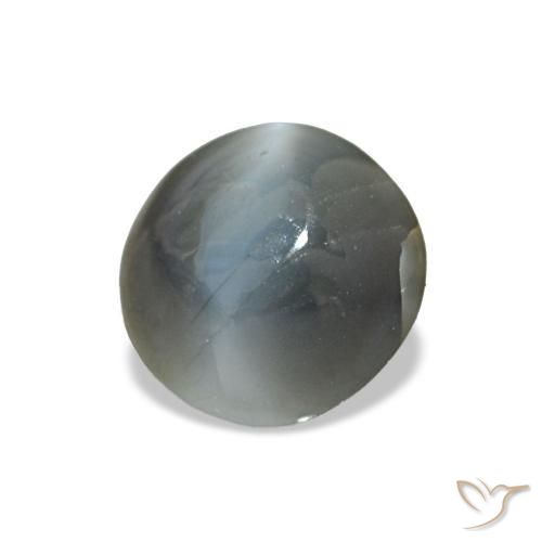 Cat's Eye Alexandrite طبيعي بلون رمادى مخضر-باهت، وزن ‎0.93‎ قيراط، شكل دائري، مقاس ‎5.62‎ مم