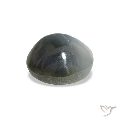 Cat's Eye Alexandrite طبيعي بلون رمادى مخضر-باهت، وزن ‎0.93‎ قيراط، شكل دائري، مقاس ‎5.62‎ مم