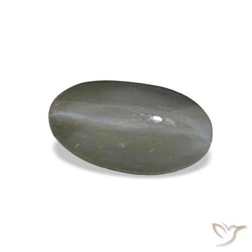 Cat's Eye Alexandrite طبيعي بلون رمادى متوسط، وزن ‎1.01‎ قيراط، شكل بيضاوى، مقاس ‎7.8x4.3‎ مم