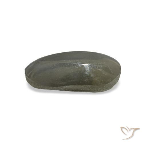 Cat's Eye Alexandrite طبيعي بلون رمادى متوسط، وزن ‎1.01‎ قيراط، شكل بيضاوى، مقاس ‎7.8x4.3‎ مم