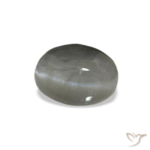 Cat's Eye Alexandrite طبيعي بلون رمادى متوسط، وزن ‎0.72‎ قيراط، شكل بيضاوى، مقاس ‎5.5x4‎ مم
