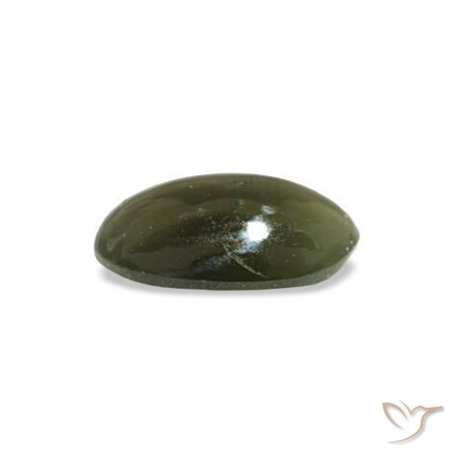 Cat's Eye Alexandrite طبيعي بلون أخضر متوسط، وزن ‎0.34‎ قيراط، شكل بيضاوى، مقاس ‎5.4x3.5‎ مم