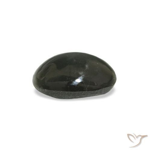 Cat's Eye Alexandrite طبيعي بلون رمادى مخضر-باهت، وزن ‎0.34‎ قيراط، شكل بيضاوى، مقاس ‎4.8x3.9‎ مم