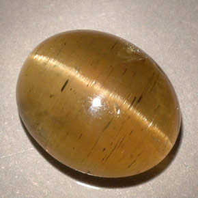 أباتيت عين القط أخضر أصفر طبيعي، شفاف، 5.96 قيراط، شفاف / نصف شفاف