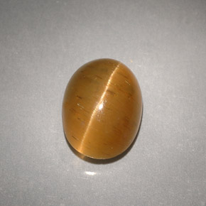 Cat's Eye Apatite طبيعي بلون عسلي، وزن ‎3.94‎ قيراط، شكل شفاف، مقاس ‎9.8x7.4‎ مم