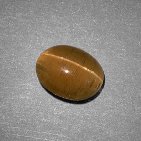 Cat's Eye Apatite طبيعي بلون ذهبي مخضر، وزن ‎2.05‎ قيراط، شكل بيضاوى، مقاس ‎8.6x7‎ مم