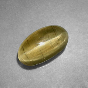 أباتيت عين القط أخضر أصفر طبيعي، شفاف، 1.29 قيراط، شفاف / نصف شفاف