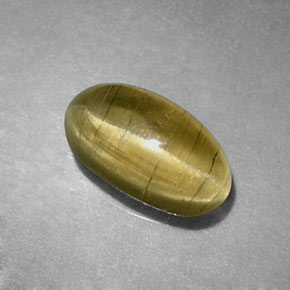 أباتيت عين القط أخضر أصفر طبيعي، شفاف، 1.29 قيراط، شفاف / نصف شفاف