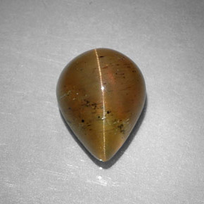 Cat's Eye Apatite طبيعي بلون عسلي، وزن ‎2.97‎ قيراط، شكل شكل الكمثرى، مقاس ‎9.6x7.6‎ مم