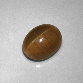 Cat's Eye Apatite طبيعي بلون ذهبي مخضر، وزن ‎2.85‎ قيراط، شكل شفاف، مقاس ‎8.7x6.6‎ مم