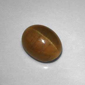Cat's Eye Apatite طبيعي بلون ذهبي مخضر، وزن ‎2.85‎ قيراط، شكل شفاف، مقاس ‎8.7x6.6‎ مم