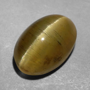 أباتيت عين القط أخضر ذهبى طبيعي، شفاف، 3.47 قيراط، شفاف / نصف شفاف