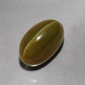 أباتيت عين القط أخضر ذهبى طبيعي، شفاف، 3.98 قيراط، شفاف / نصف شفاف