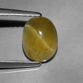 أباتيت عين القط أخضر ذهبي طبيعي، شفاف، 1.44 قيراط، شفاف / نصف شفاف