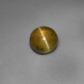 Cat's Eye Apatite طبيعي بلون أخضر ذهبي، وزن ‎3.08‎ قيراط، شكل شفاف، مقاس ‎8.25‎ مم