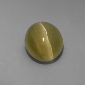 Cat's Eye Apatite طبيعي بلون أخضر، وزن ‎4.80‎ قيراط، شكل شفاف، مقاس ‎10.6x8.9‎ مم