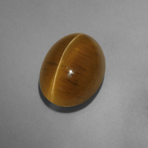 Cat's Eye Apatite طبيعي بلون ذهبي مخضر، وزن ‎9.54‎ قيراط، شكل شفاف، مقاس ‎14.4x10.5‎ مم