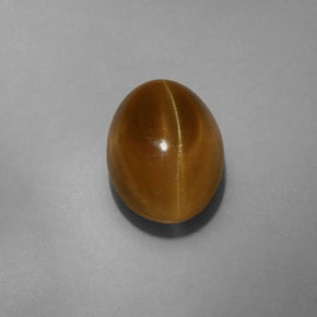 Cat's Eye Apatite طبيعي بلون ذهبي مخضر، وزن ‎7.75‎ قيراط، شكل شفاف، مقاس ‎12.1x9‎ مم