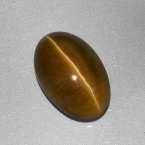 Cat's Eye Apatite طبيعي بلون ذهبي مخضر، وزن ‎3.86‎ قيراط، شكل شفاف، مقاس ‎11.3x7.5‎ مم