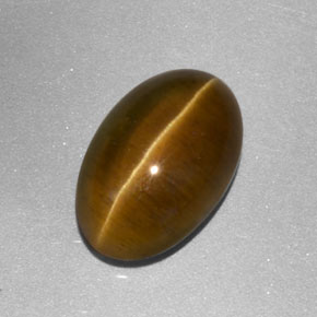 Cat's Eye Apatite طبيعي بلون ذهبي مخضر، وزن ‎3.86‎ قيراط، شكل شفاف، مقاس ‎11.3x7.5‎ مم