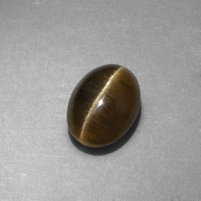 أباتيت عين القط أخضر ذهبى طبيعي، قصة بيضاوى، 3.29 قيراط، نصف شفاف