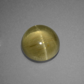 Cat's Eye Apatite طبيعي بلون أصفر أخضر، وزن ‎3.69‎ قيراط، شكل دائري، مقاس ‎9.22‎ مم