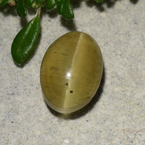 2.88ct طبيعي أصفر بنى أباتيت عين القط, بيضوي, نصف شفاف, Photo A