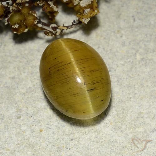 3.56ct طبيعي بنى مصفر أباتيت عين القط, بيضوي, نصف شفاف