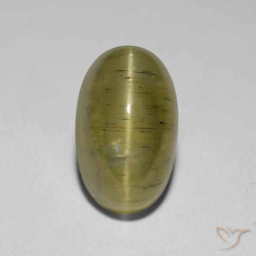 2.95ct طبيعي أصفر محايد أباتيت عين القط, بيضوي, نصف شفاف