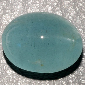 Cat's Eye Aquamarine طبيعي بلون أزرق-أخضر، وزن ‎11.04‎ قيراط، شكل شفاف، مقاس ‎14.1x10.5‎ مم