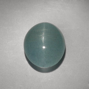 Cat's Eye Aquamarine طبيعي بلون أزرق-أخضر، وزن ‎8.31‎ قيراط، شكل شفاف، مقاس ‎12.7x10.9‎ مم