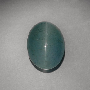 Cat's Eye Aquamarine طبيعي بلون أزرق-أخضر، وزن ‎6.79‎ قيراط، شكل شفاف، مقاس ‎13.4x9.8‎ مم