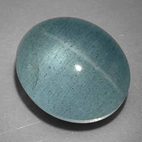 Cat's Eye Aquamarine طبيعي بلون أزرق-أخضر، وزن ‎11.08‎ قيراط، شكل شفاف، مقاس ‎14.1x11.9‎ مم